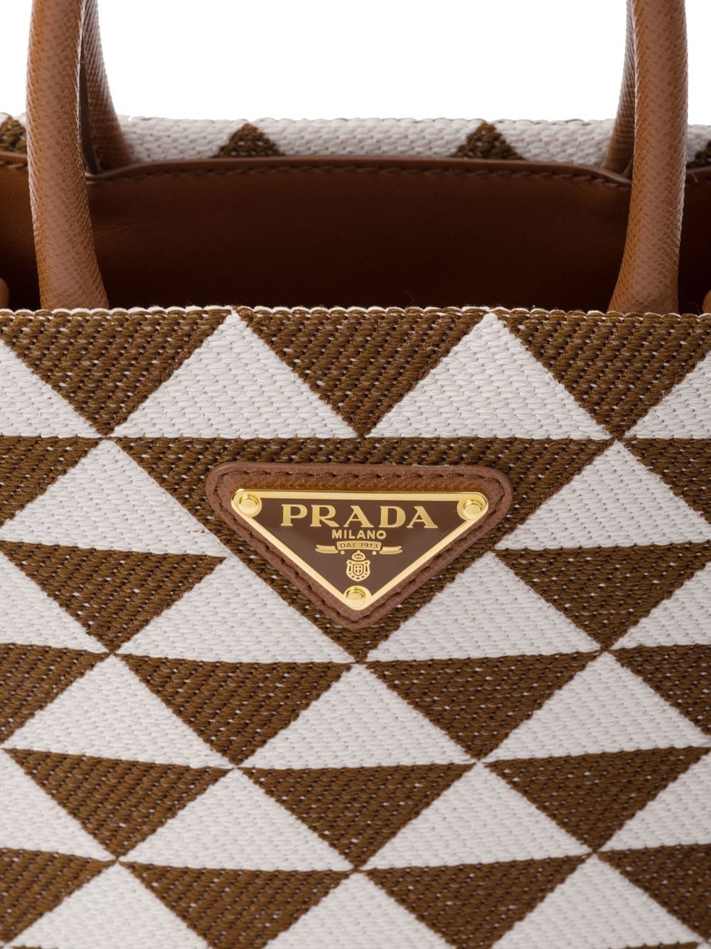 Prada Prada Symbole Small Embroidered Fabric Top Handle Tote Bag (Totes)