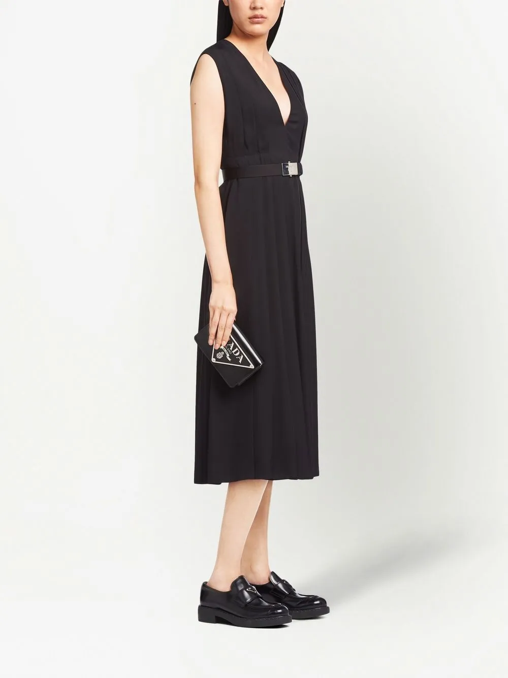 Prada Leren schoudertas - Zwart
