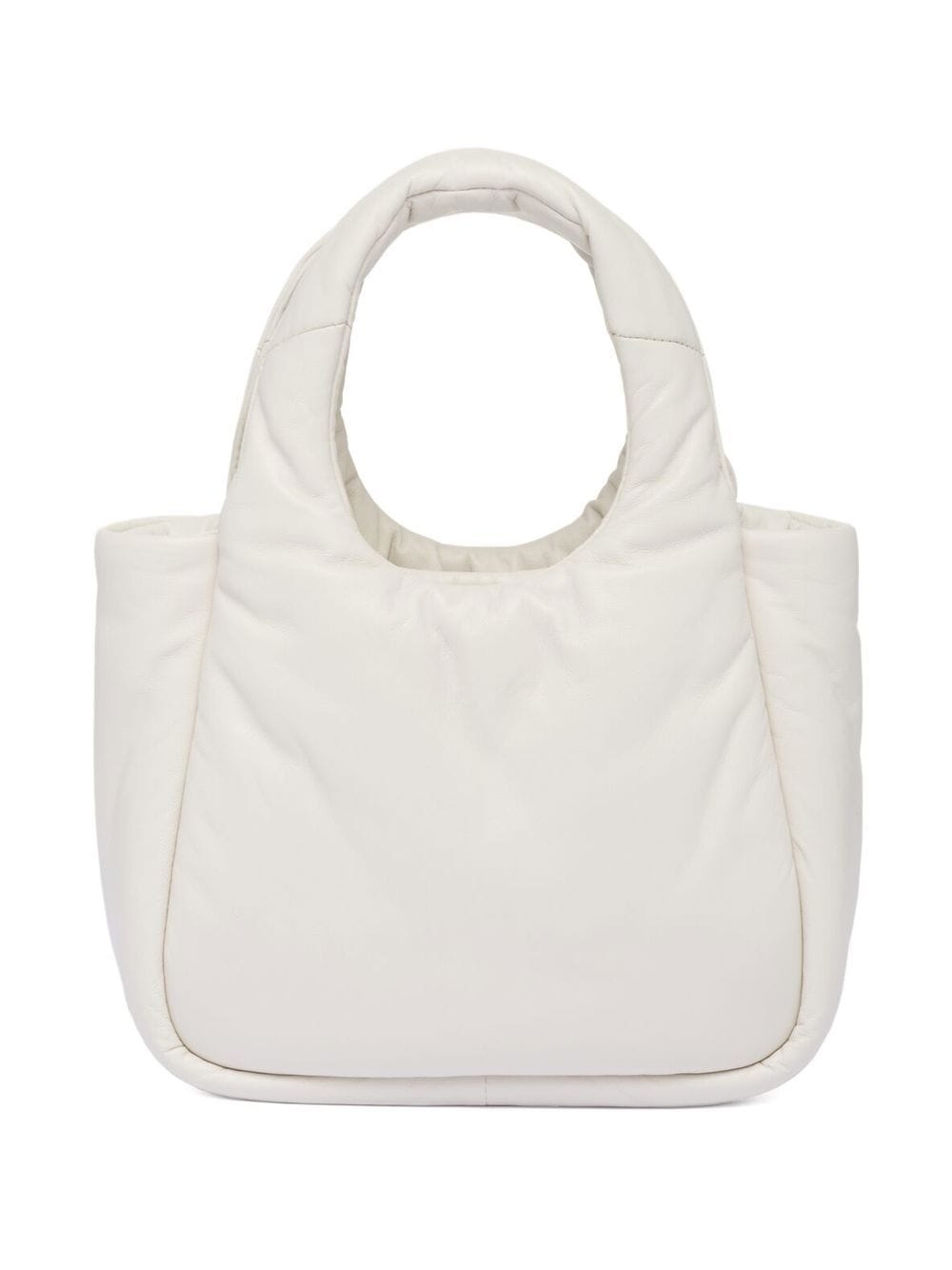 Shop Prada Small Padded Leather Tote Bag In Weiss