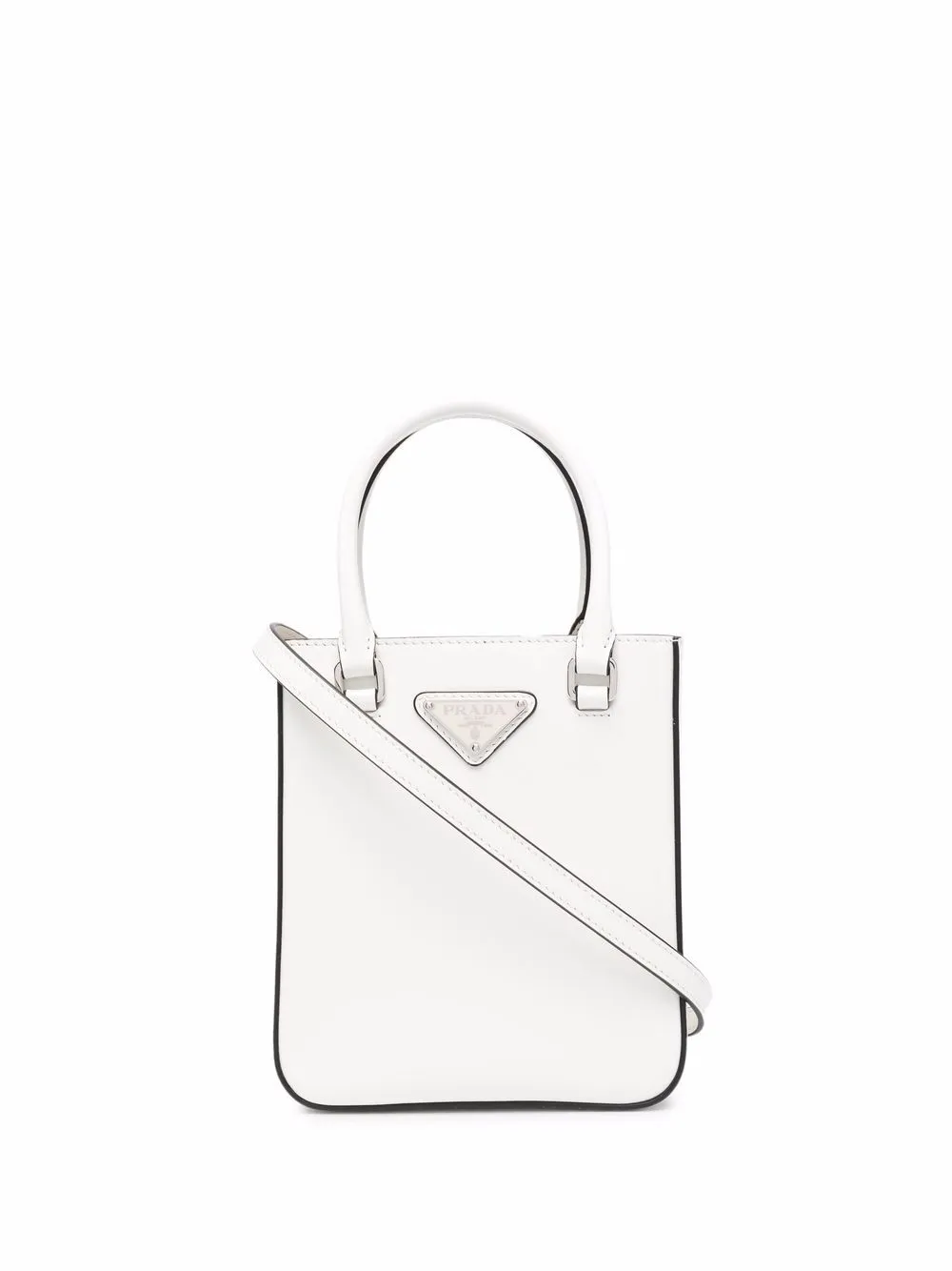 

Prada tote pequeña con placa Triangle - Blanco