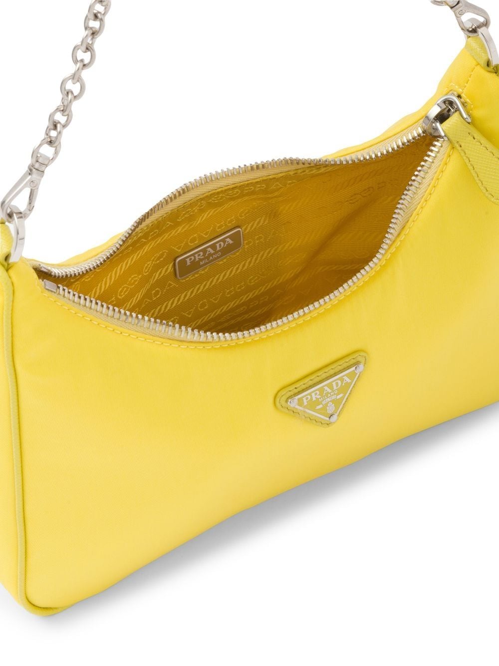 Shop Prada Re-edition 2005 Re-nylon Shoulder Bag In Yellow