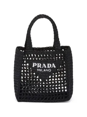 PRADA Milano Handbag Black Nappa Gaufre Nylon Top Handle Two Way Satchel Bag