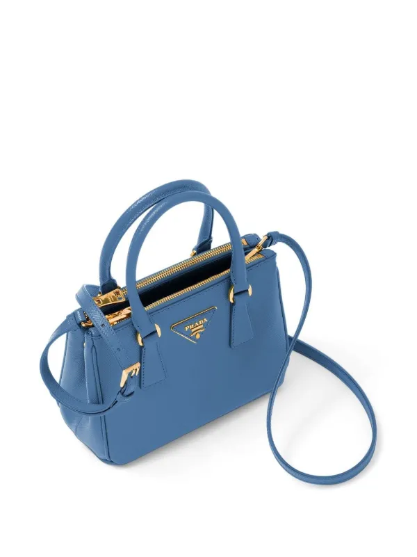 Prada Saffiano Leather Mini Shoulder Bag in Blue