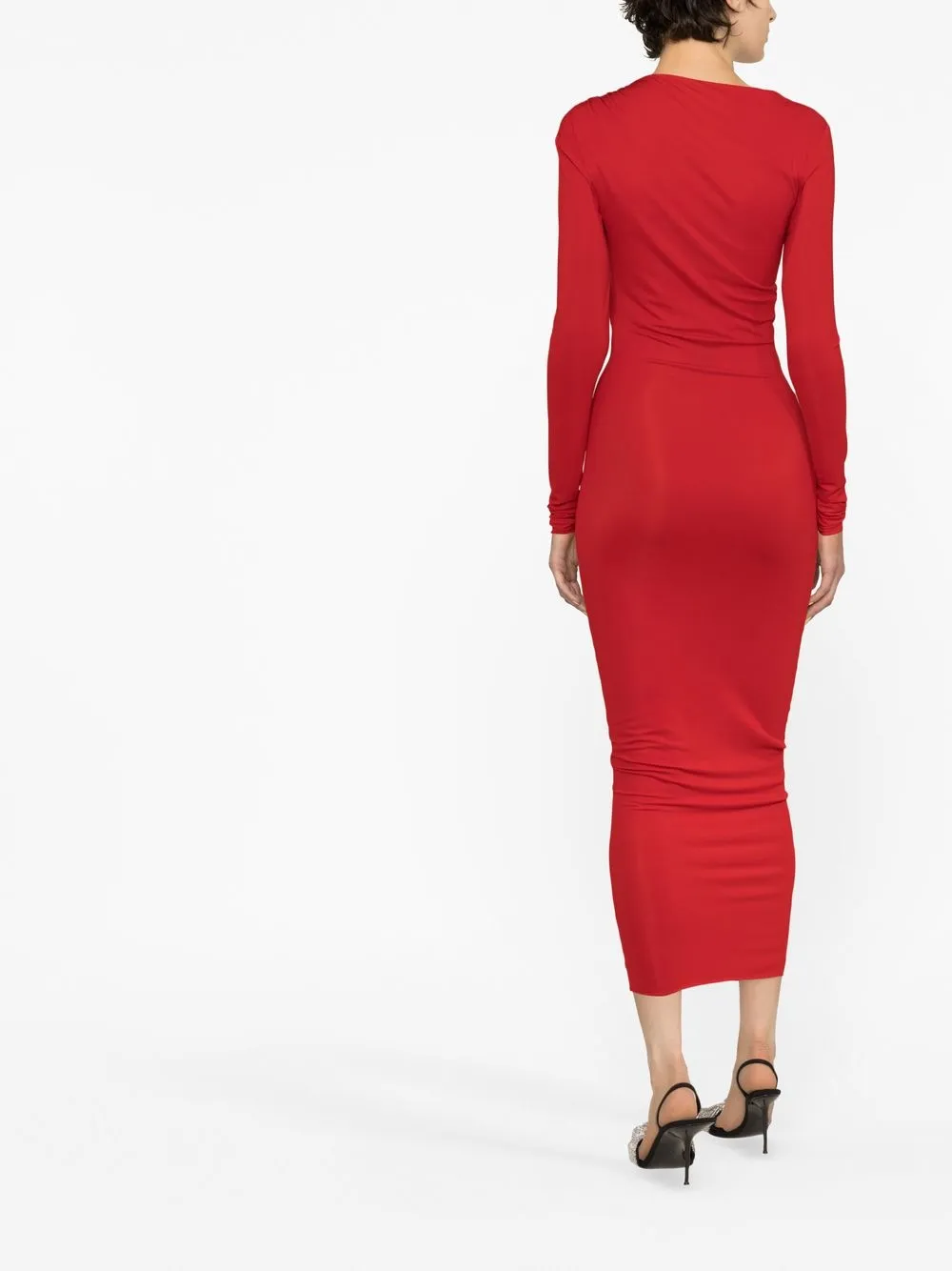 Shop Alexandre Vauthier Cut-out Midi Dress In Red