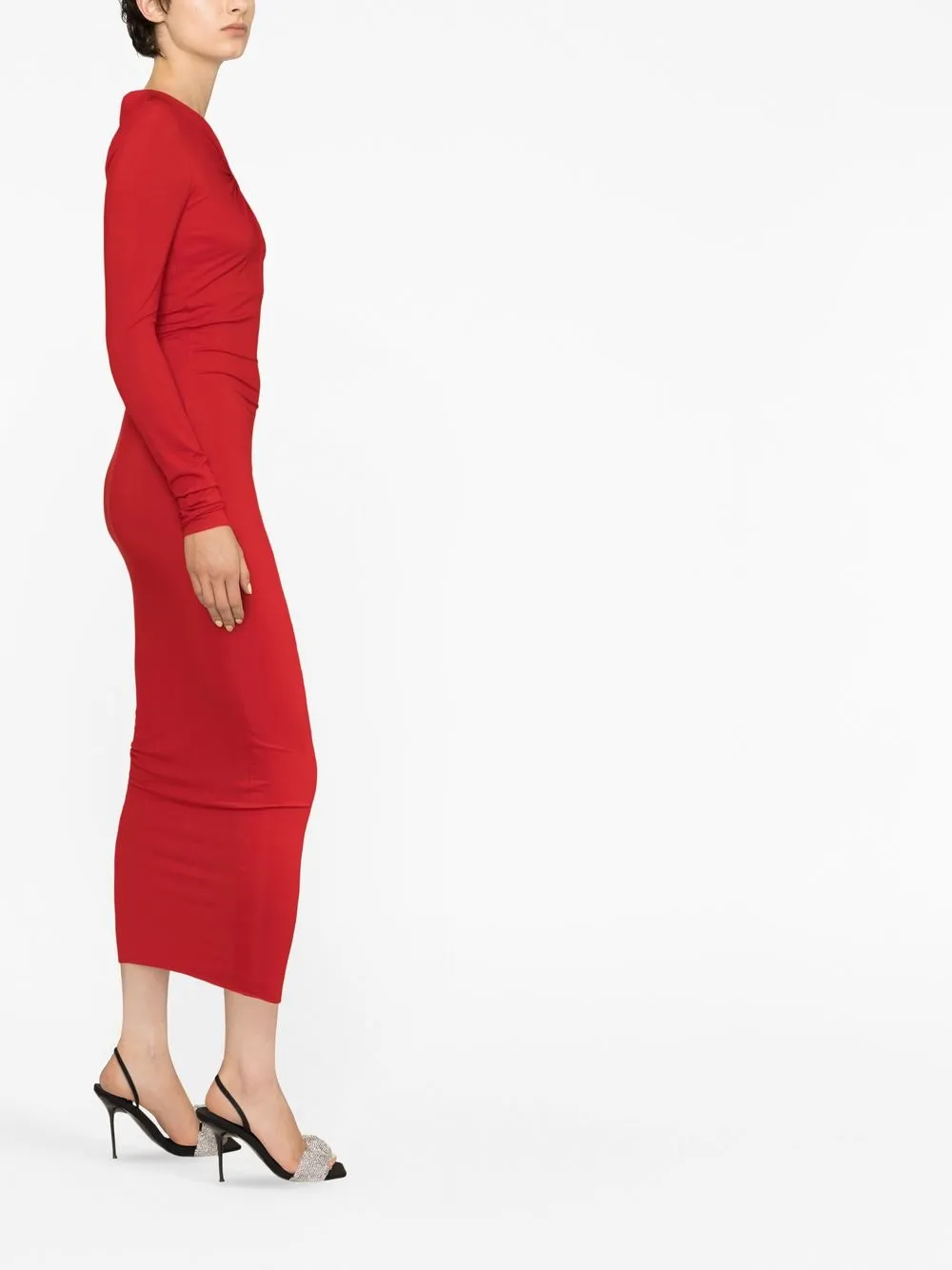 Shop Alexandre Vauthier Cut-out Midi Dress In Red