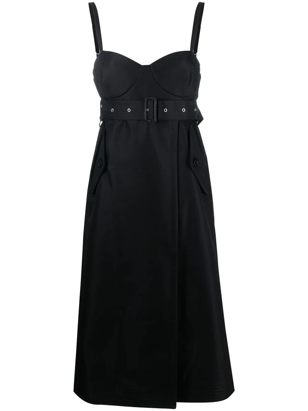 

sacai belted bustier midi dress - Black