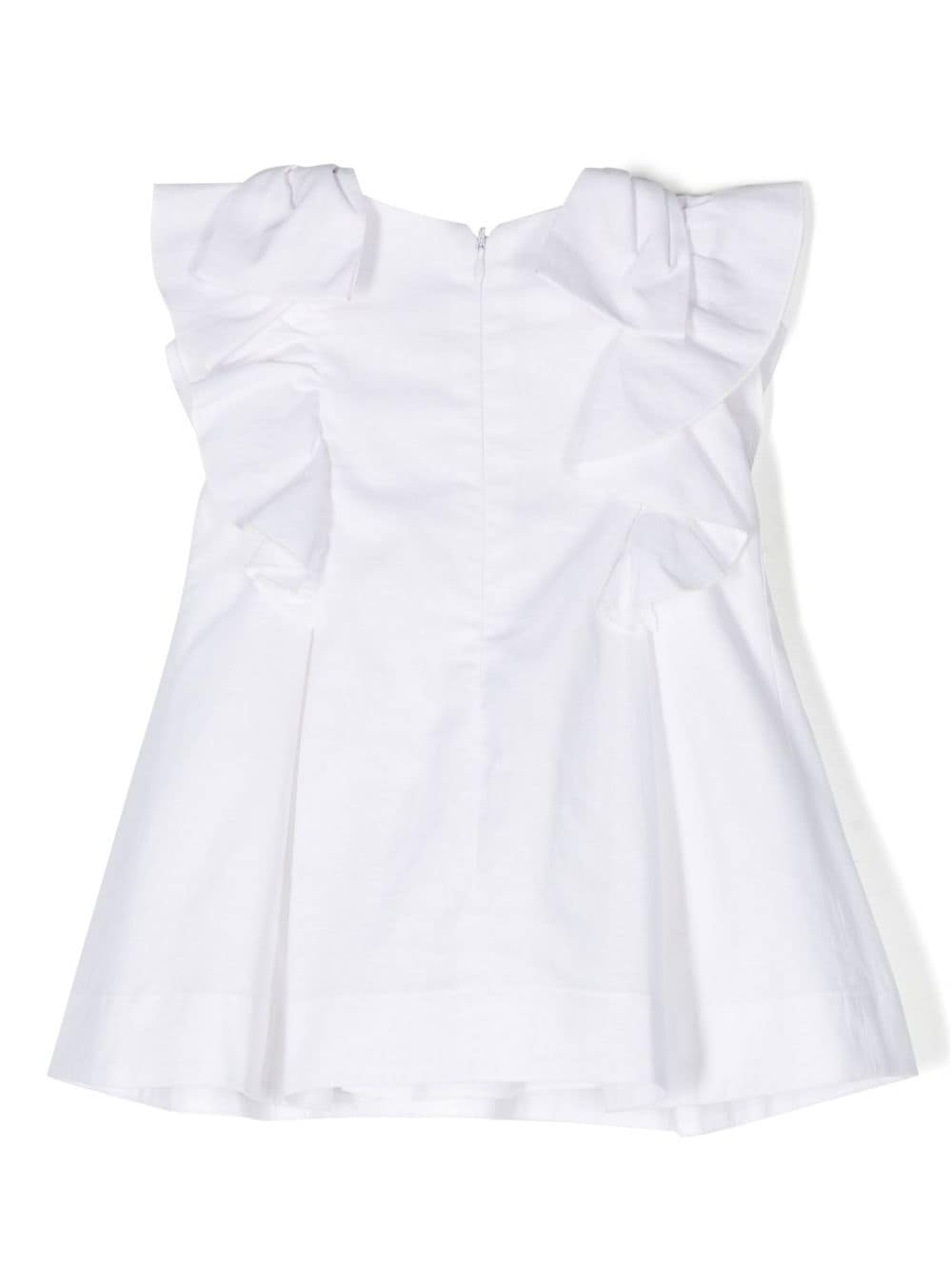 Shop Lapin House Bow Detailing Flared Dress In White