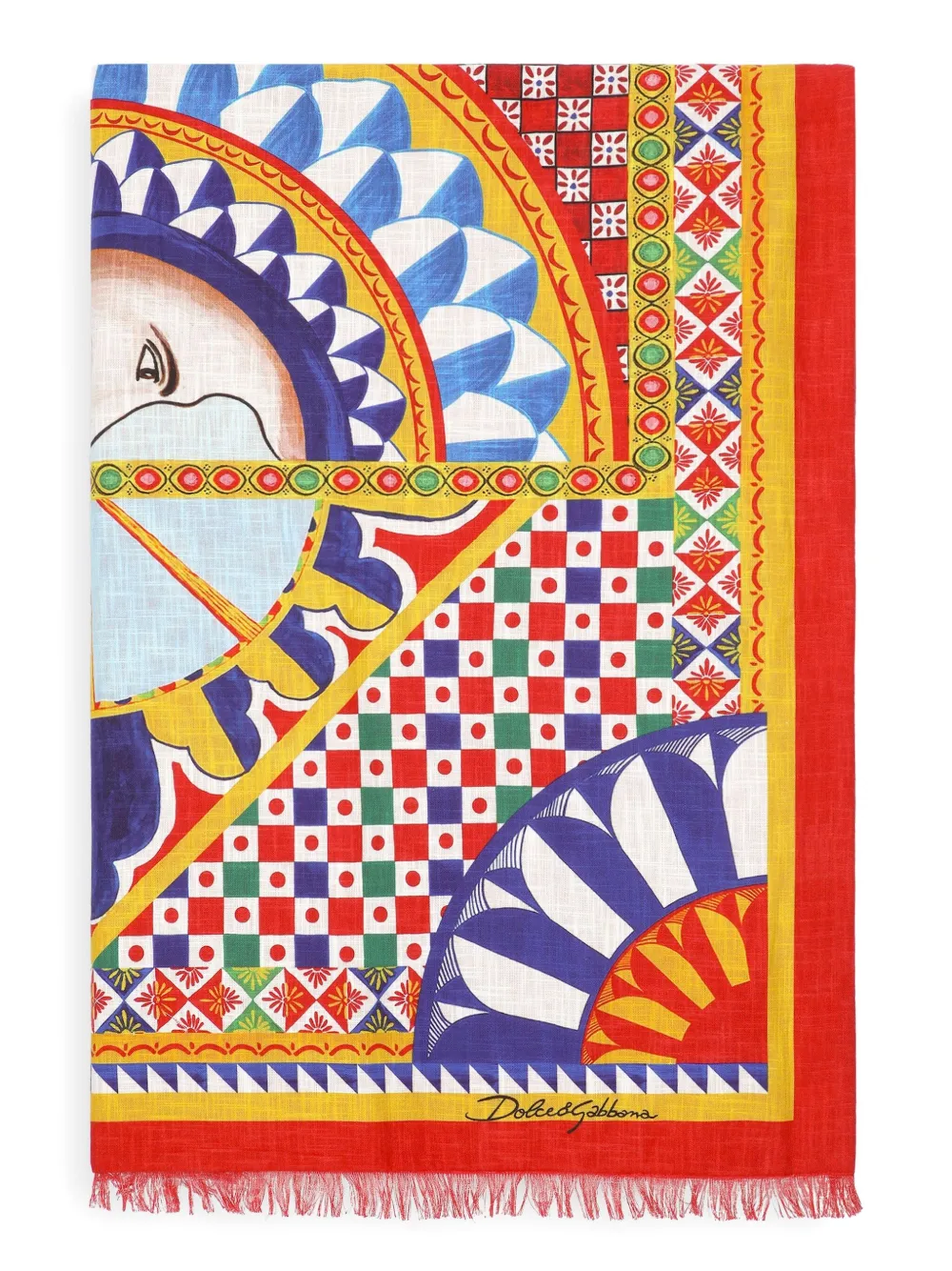 Dolce & Gabbana Sicilian Carretto-print Beach Towel In Red