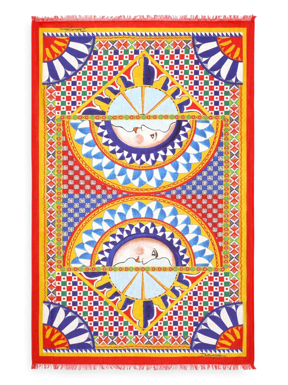 Dolce & Gabbana Strandlaken met Sicilian Carretto-print Rood