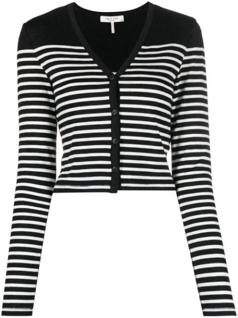 rag & bone striped-knit cardi-coat