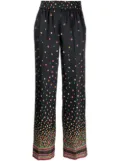 RED Valentino floral-print silk trousers - Black