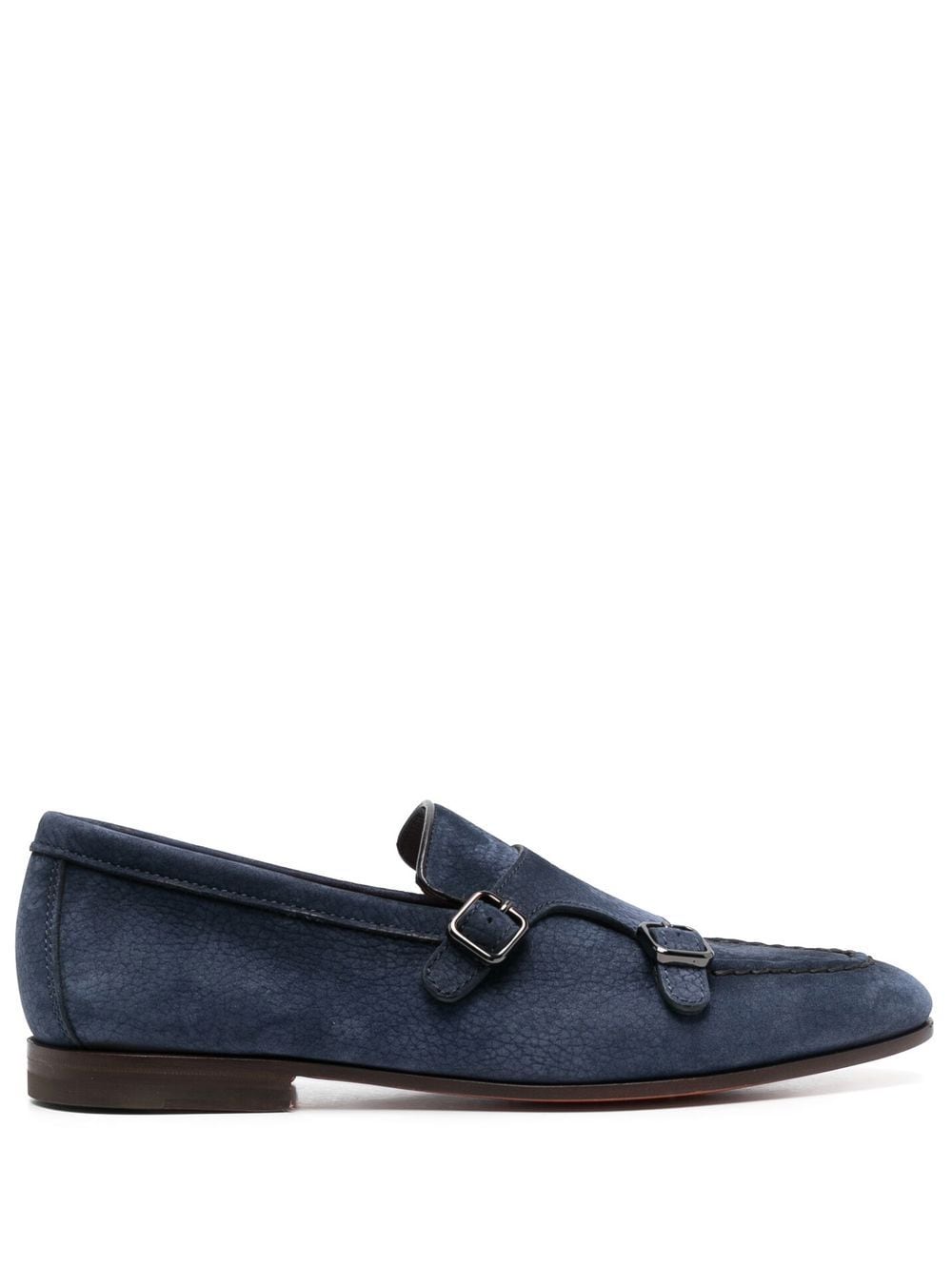 Shop Santoni Suede-leather Monk Shoes In Blue