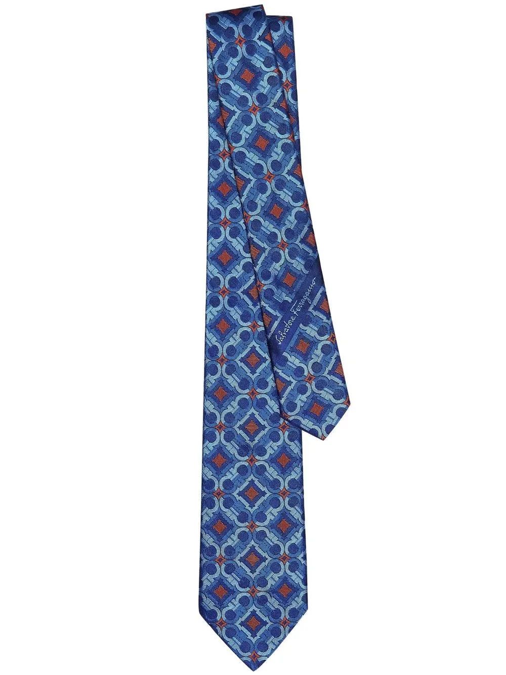 

Ferragamo corbata de seda con estampado Gancini - Azul
