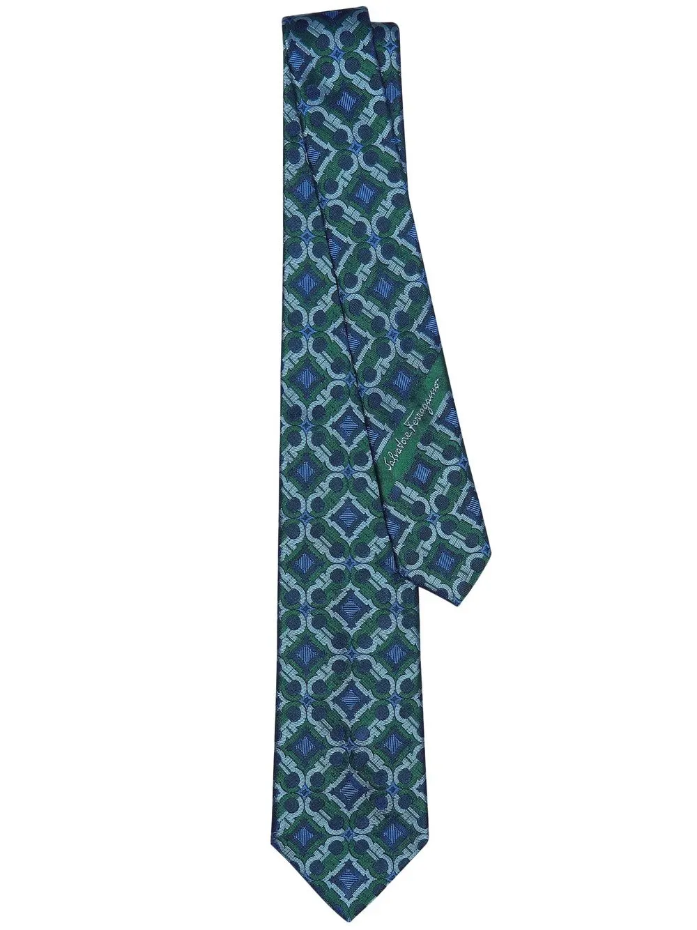 

Ferragamo corbata de seda con estampado Gancini - Verde