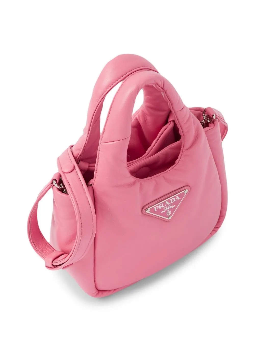 Shop Prada Small Soft Padded Leather Bag In Pink