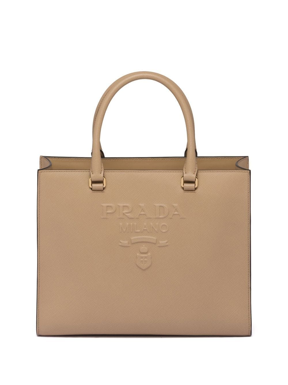 Prada Medium logo-embossed Saffiano Tote Bag - Neutrals