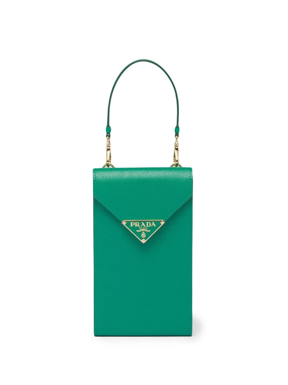 Prada mini sac en cuir à plaque logo - Vert Top Merken Winkel