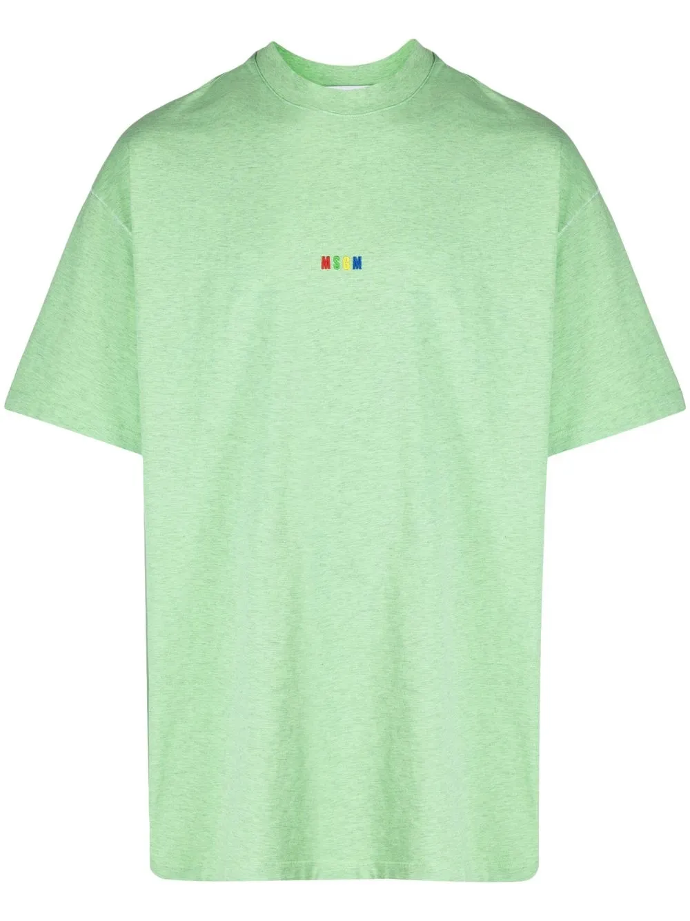 Msgm Embroidered-logo Cotton T-shirt In Green