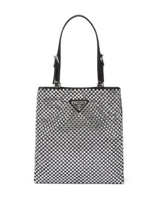 Prada crystal embellished Satin Tote Bag Black FARFETCH AM