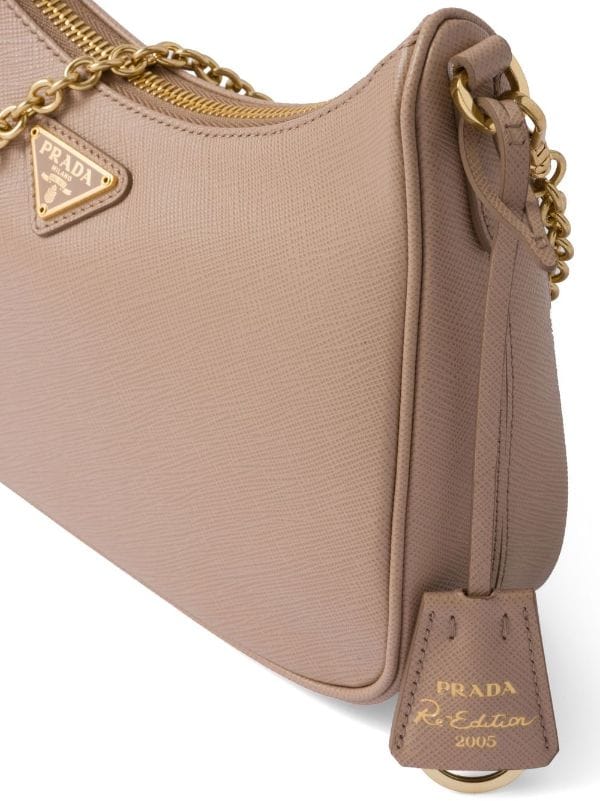 Prada Re-Edition 2005 Saffiano Leather Bag Cameo Beige in Saffiano Leather  with Gold-tone - US