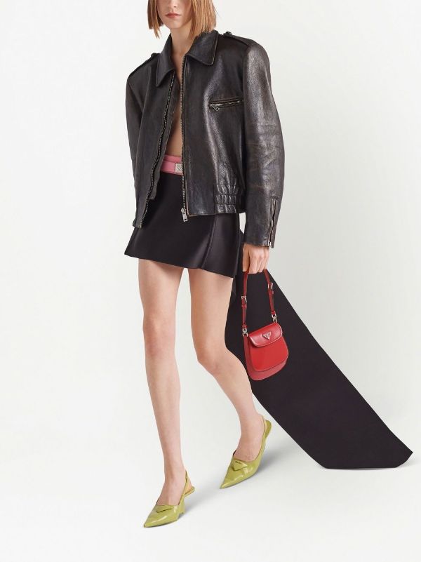 Cleo leather mini bag Prada Black in Leather - 32578196
