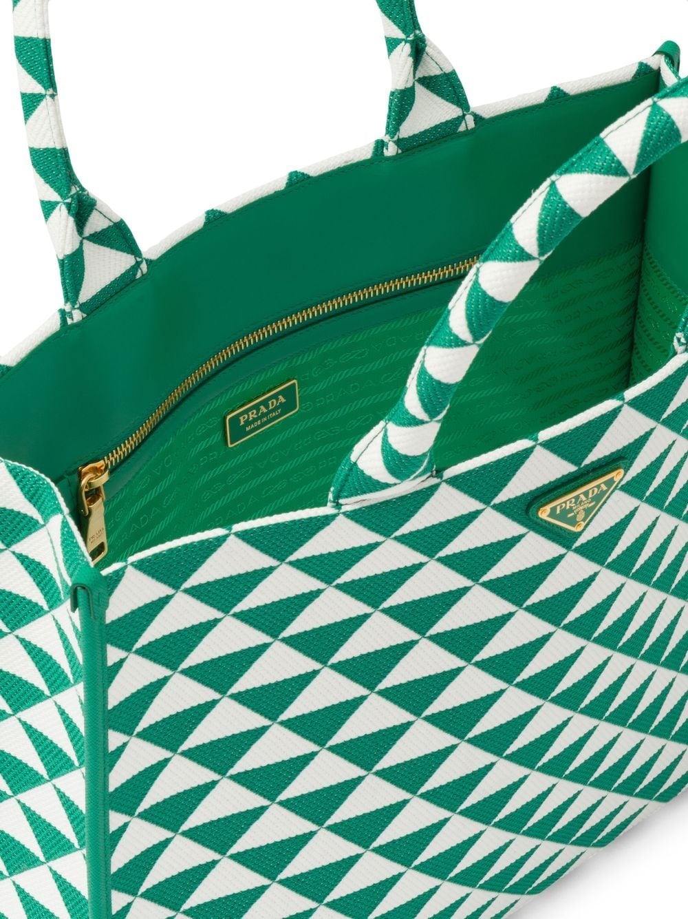 Shop Prada Large Symbole Embroidered Tote Bag In Green