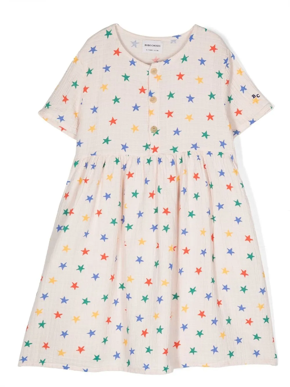 

Bobo Choses star-print cotton dress - Neutrals