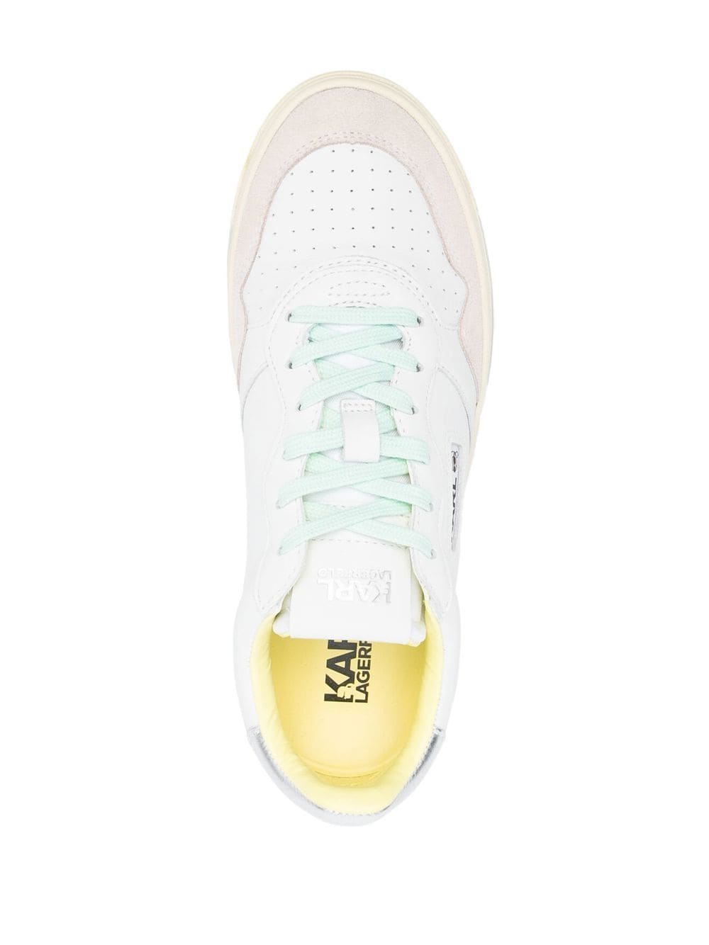 Shop Karl Lagerfeld Embroidered-logo Leather Sneakers In White