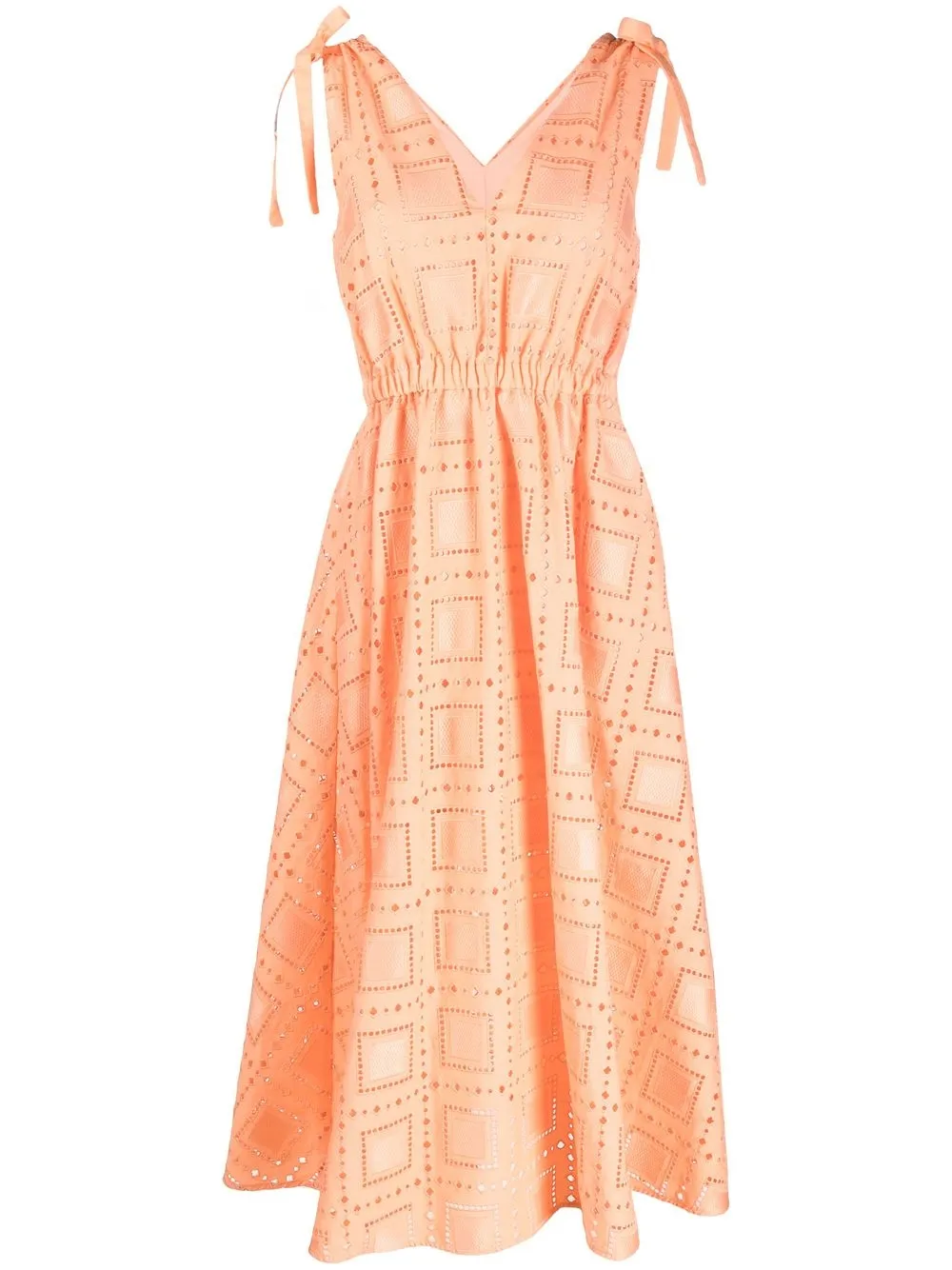 

MSGM vestido acampanado con cierre de lazo - Naranja