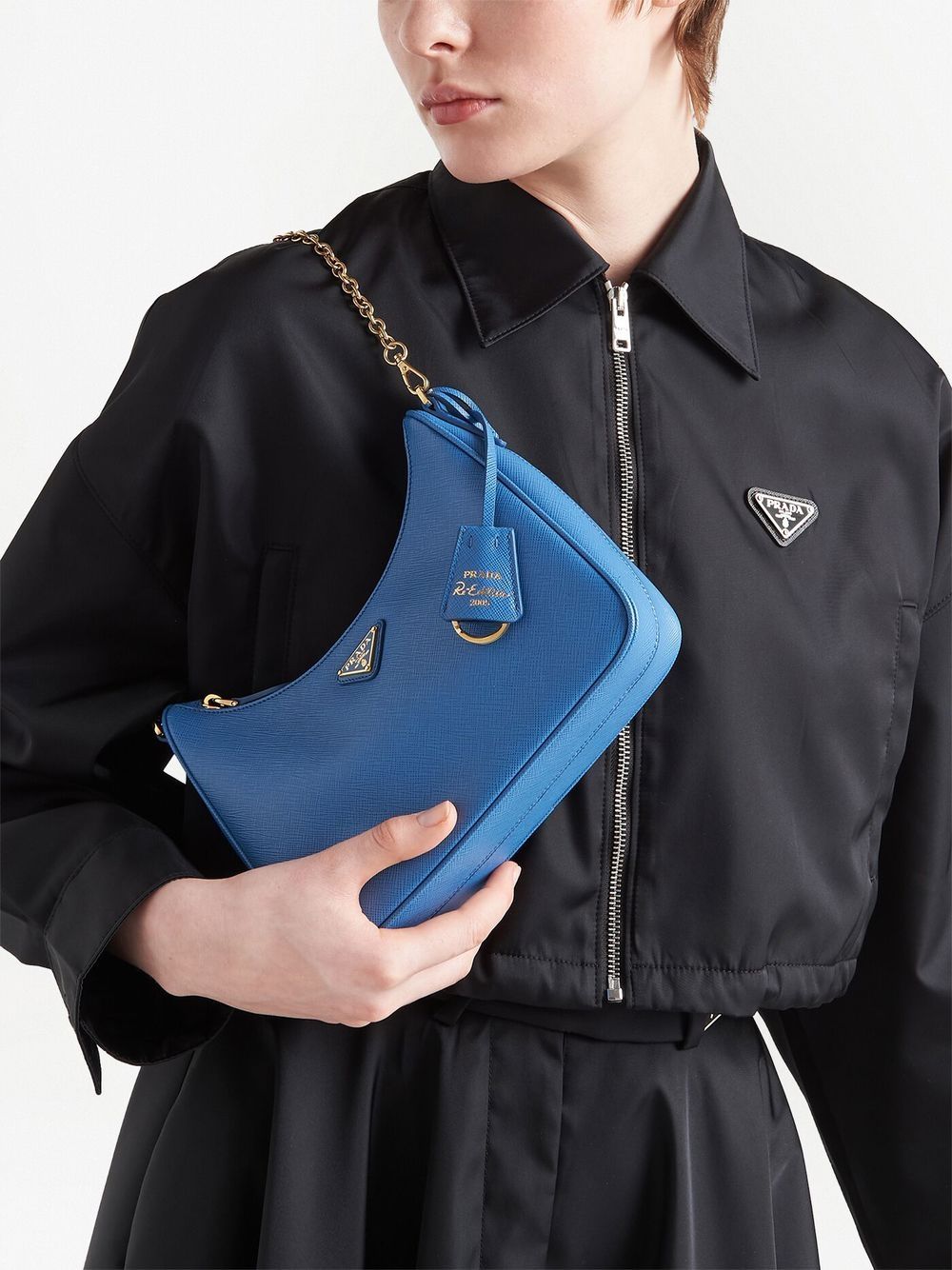 Shop Prada Re-edition 2005 Leather Shoulder Bag In Blau