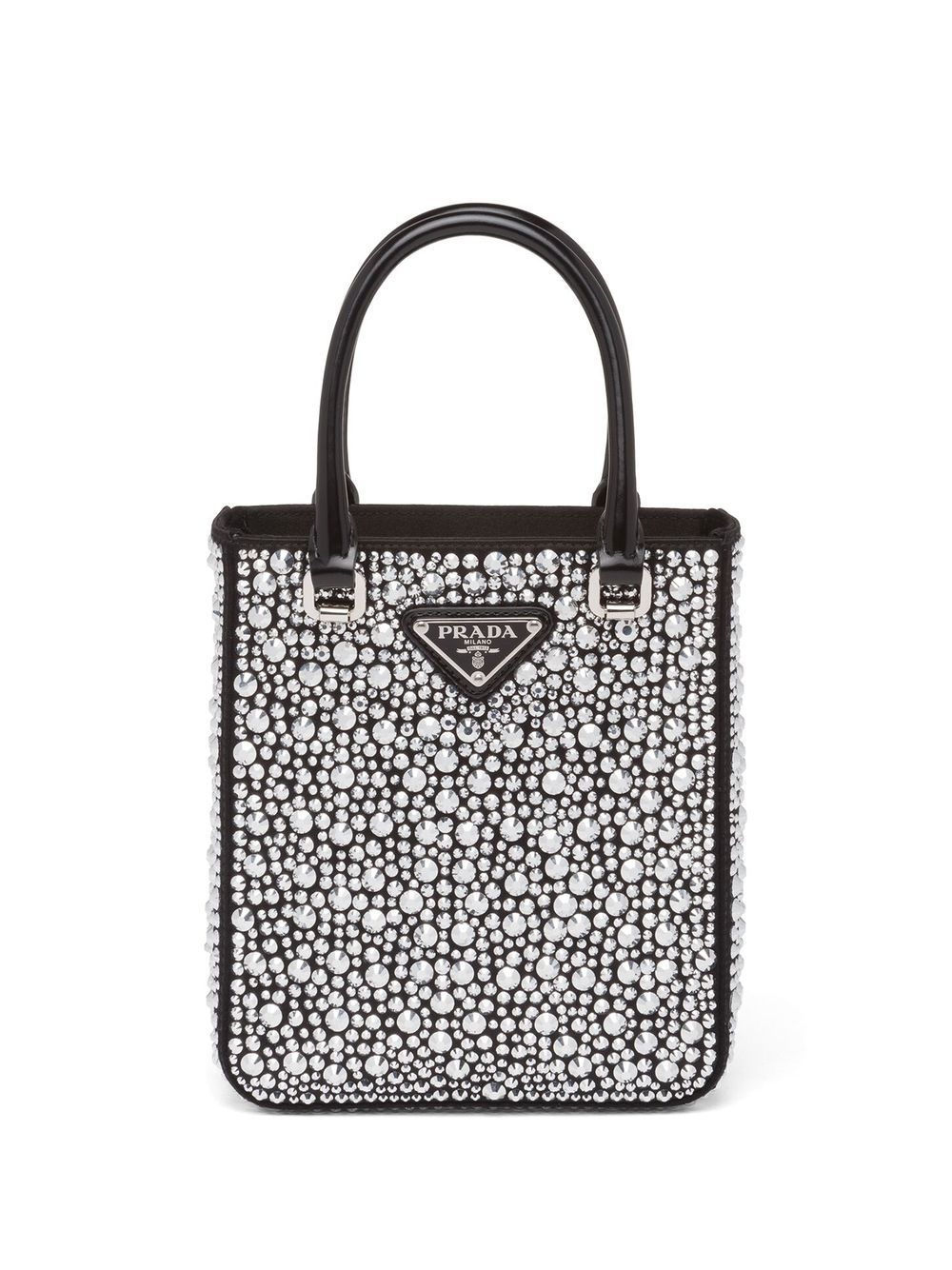 Prada Crystal-studded Duchesse Mini-bag In Black