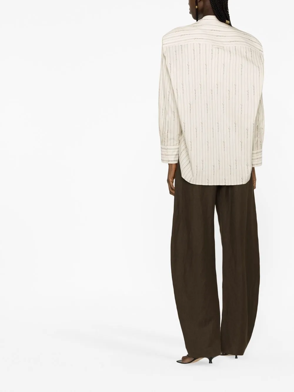 Jacquemus Pinstriped Draped Shirt In Neutrals