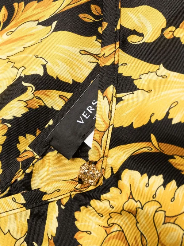 VERSACE バロッコ シルク キャミソール ミニドレス バロッコ シルク シャツ ミニ ドレス ブラック,プリント