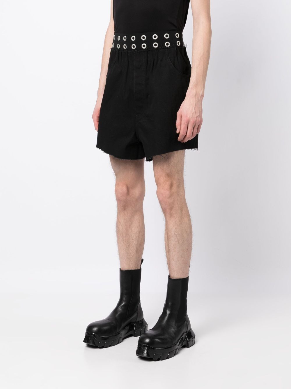 Shop Raf Simons Eyelet-detail Denim Shorts In Black