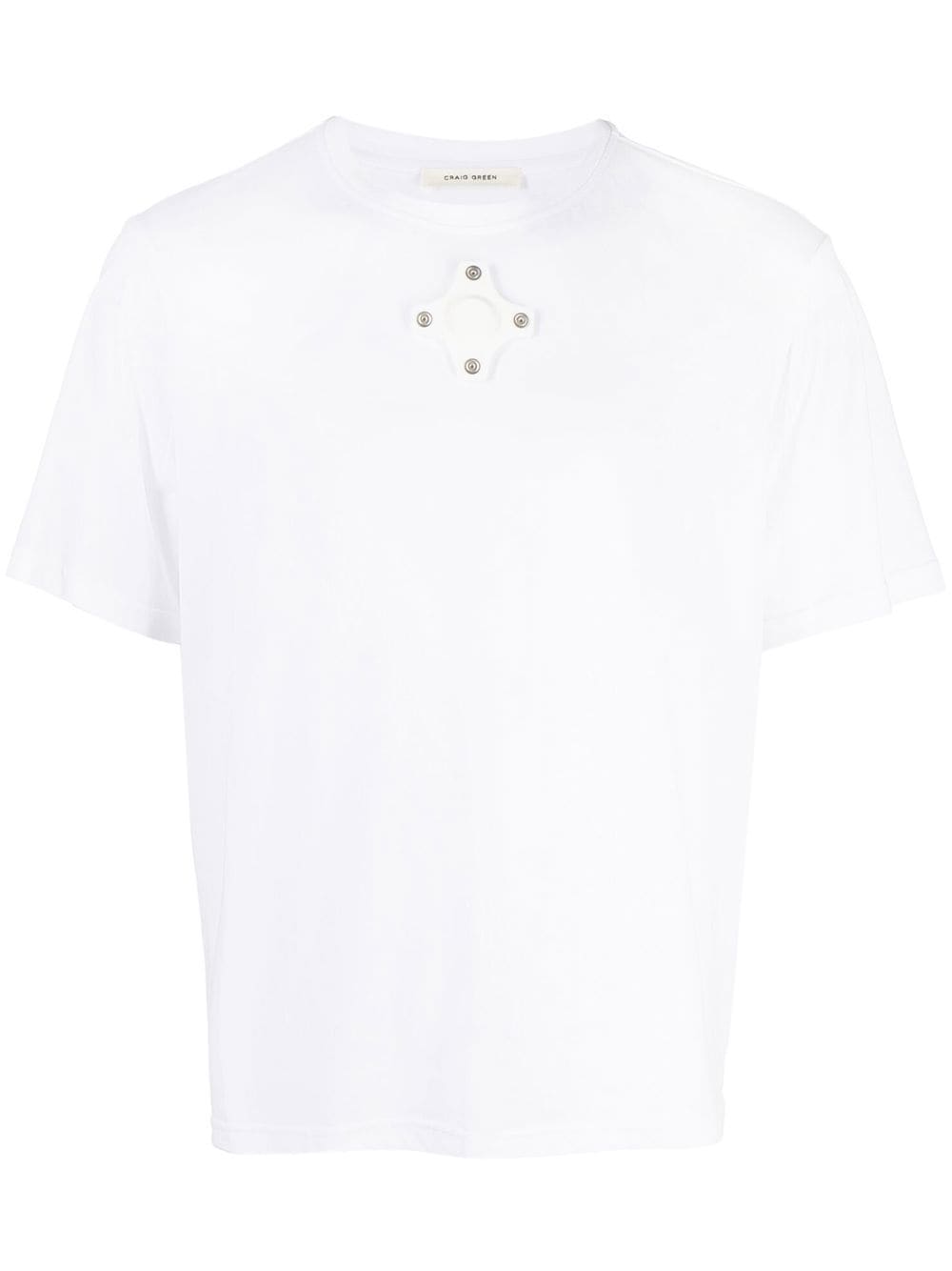 Shop Craig Green Eyelet-detail Short-sleeve T-shirt In White