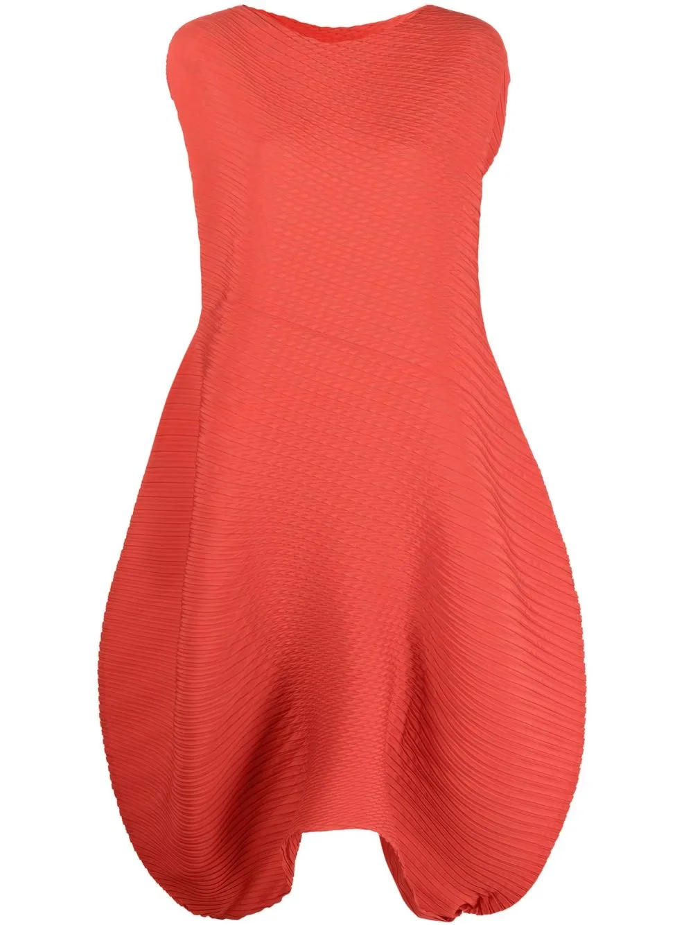 

Issey Miyake vestido midi Concretion Pleats - Rojo