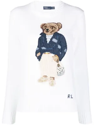 Genuine Polo Ralph Lauren Womens Striped Bear Sweatshirt - Red