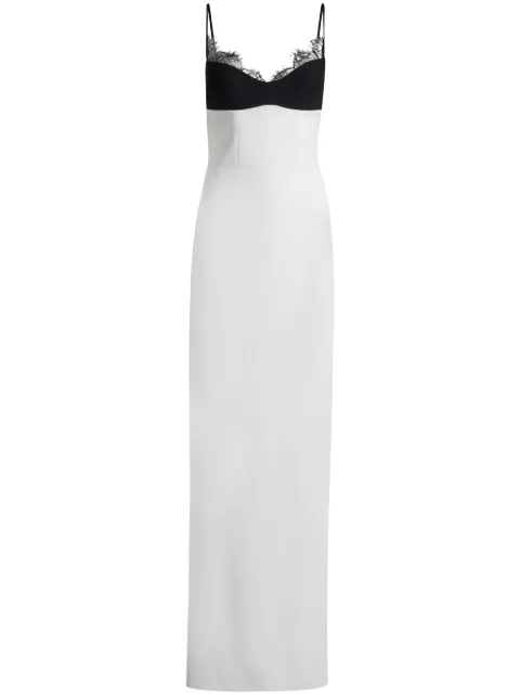 RASARIO lace-trim column gown