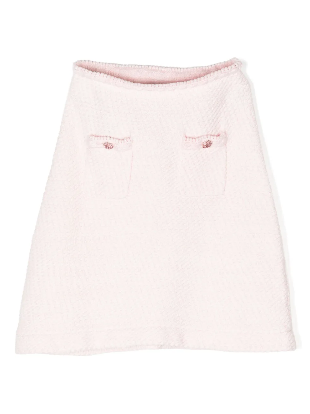 Self-portrait Kids' Bottom-detail Knitted Skirt In Pink
