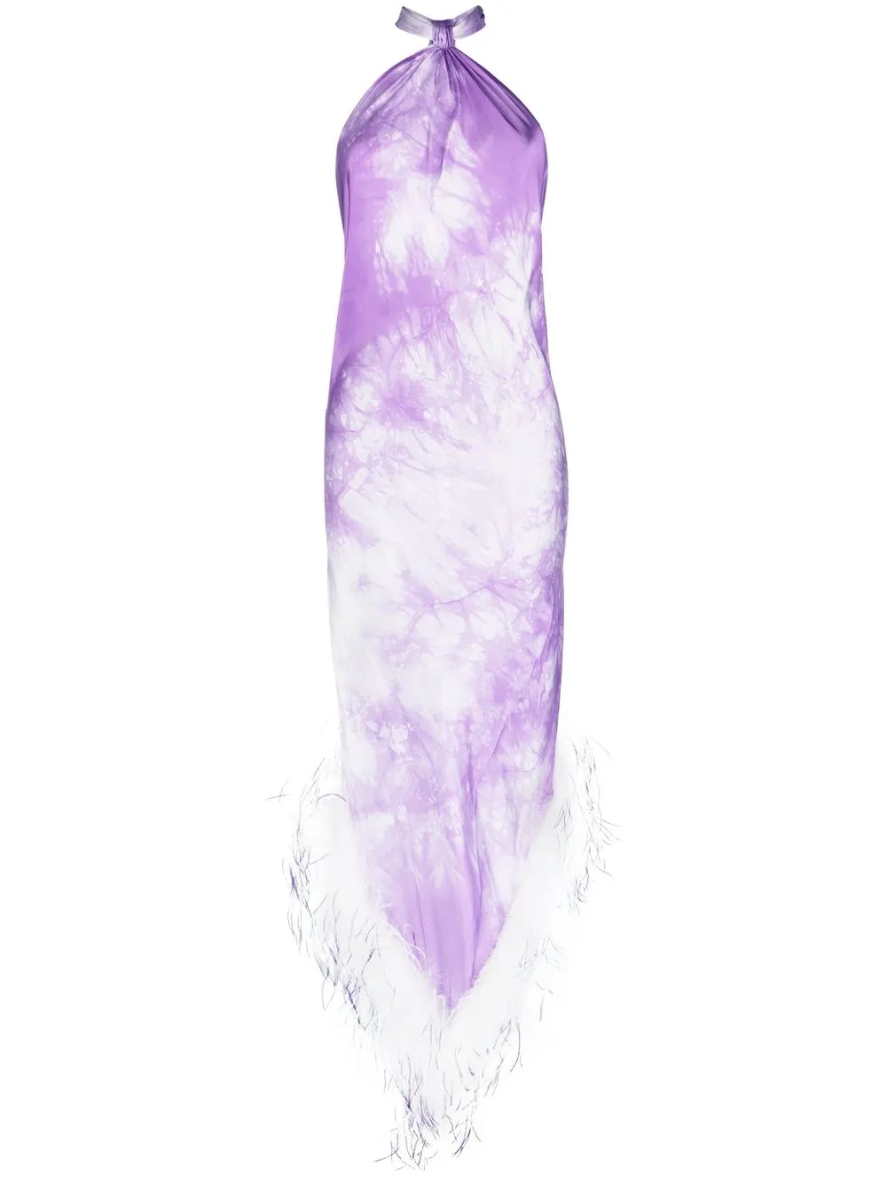 Giuseppe Di Morabito Feather-trimmed Tie-dye Maxi Dress In Tie Dye Purple