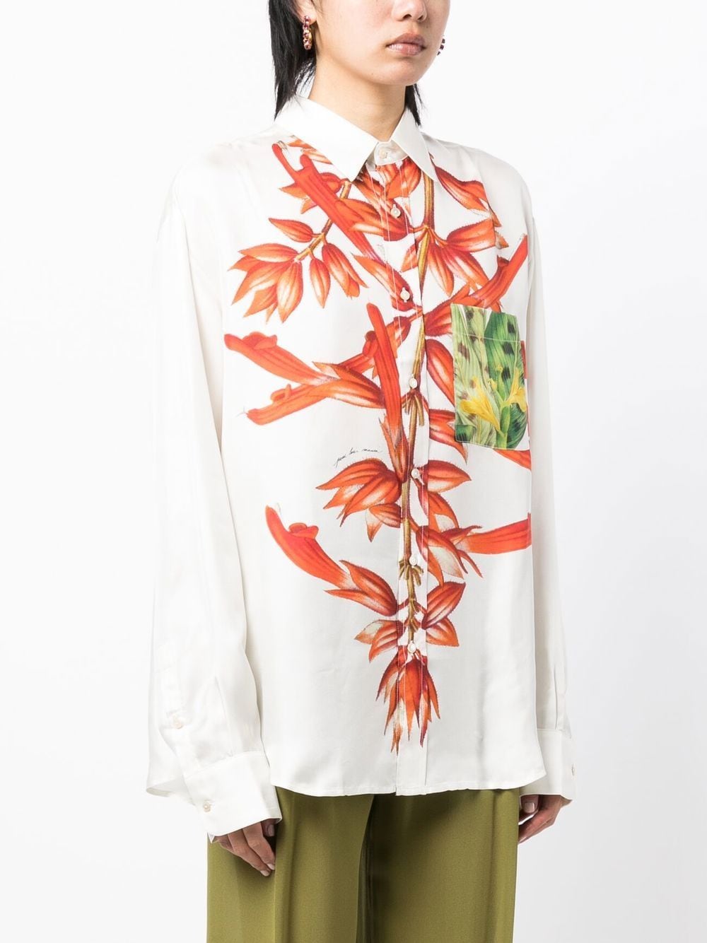 Floral-print silk-twill shirt – Monlux
