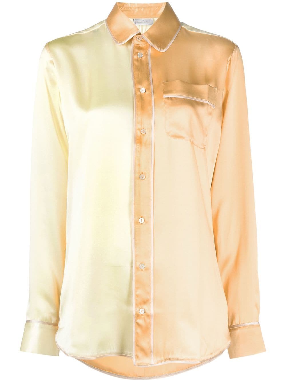 Pierre-louis Mascia Two-tone Silk Pyjama Shirt In Gelb