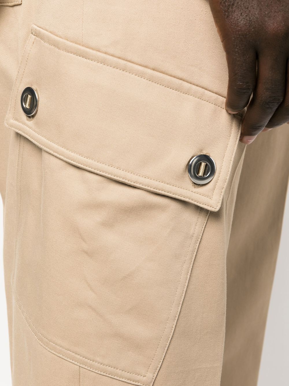 Shop Oamc Cropped Cargo Trousers In Nude