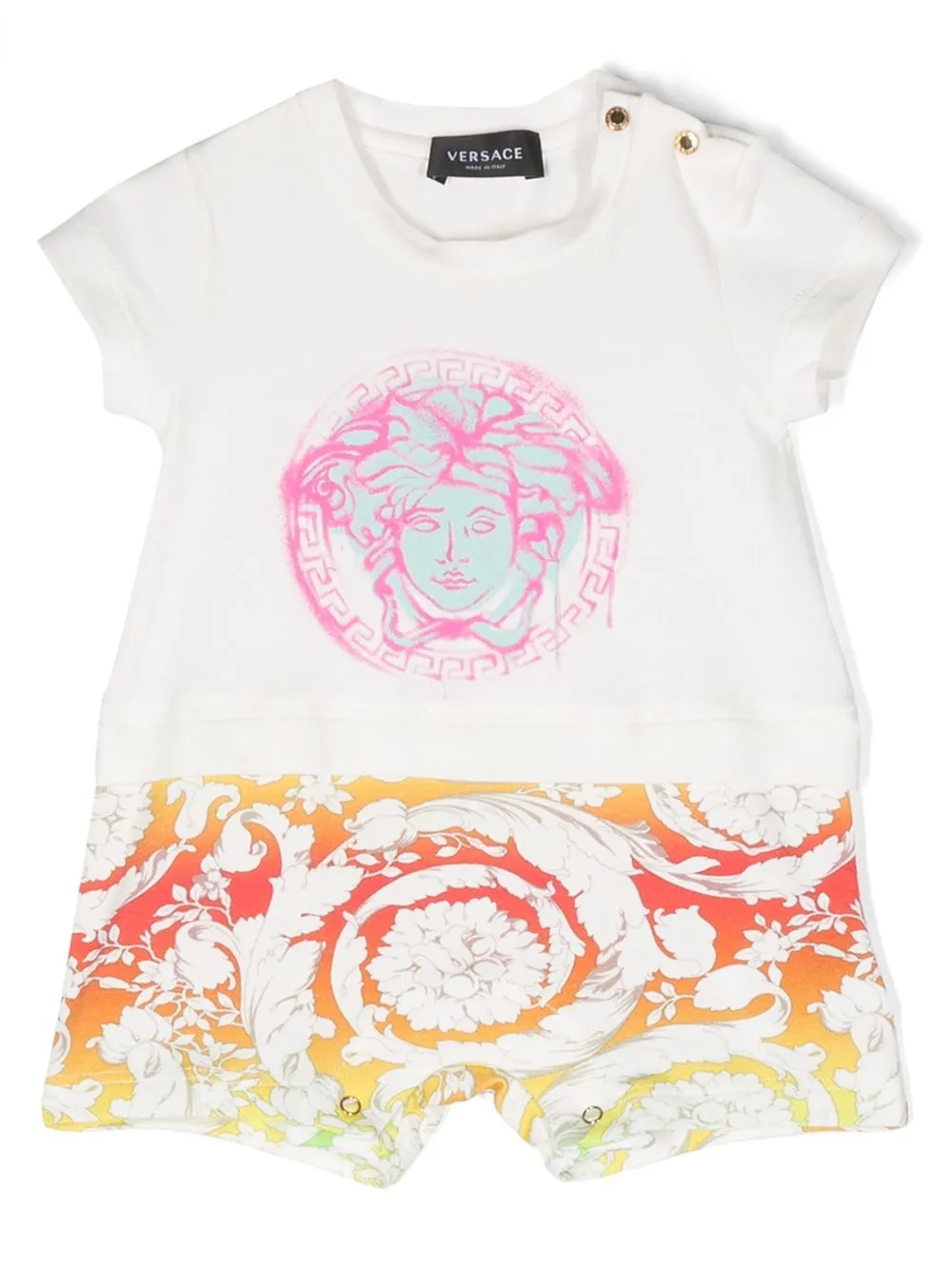 

Versace Kids Medusa-print detail romper - White