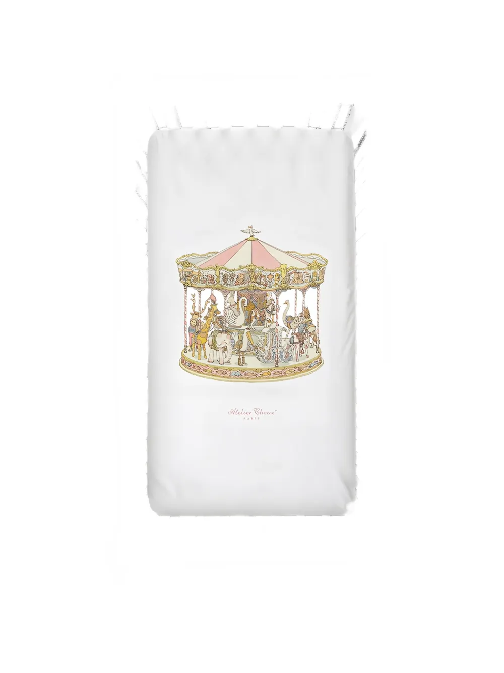 Atelier Choux Carousel-print Satin Fitted Sheet In White