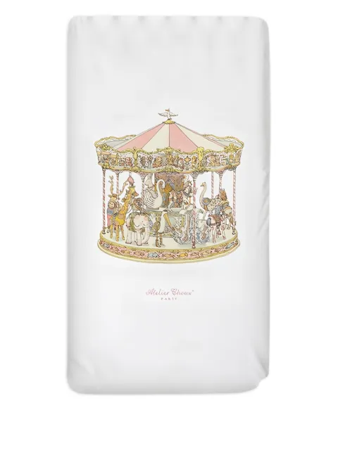 Atelier Choux carousel-print satin fitted sheet