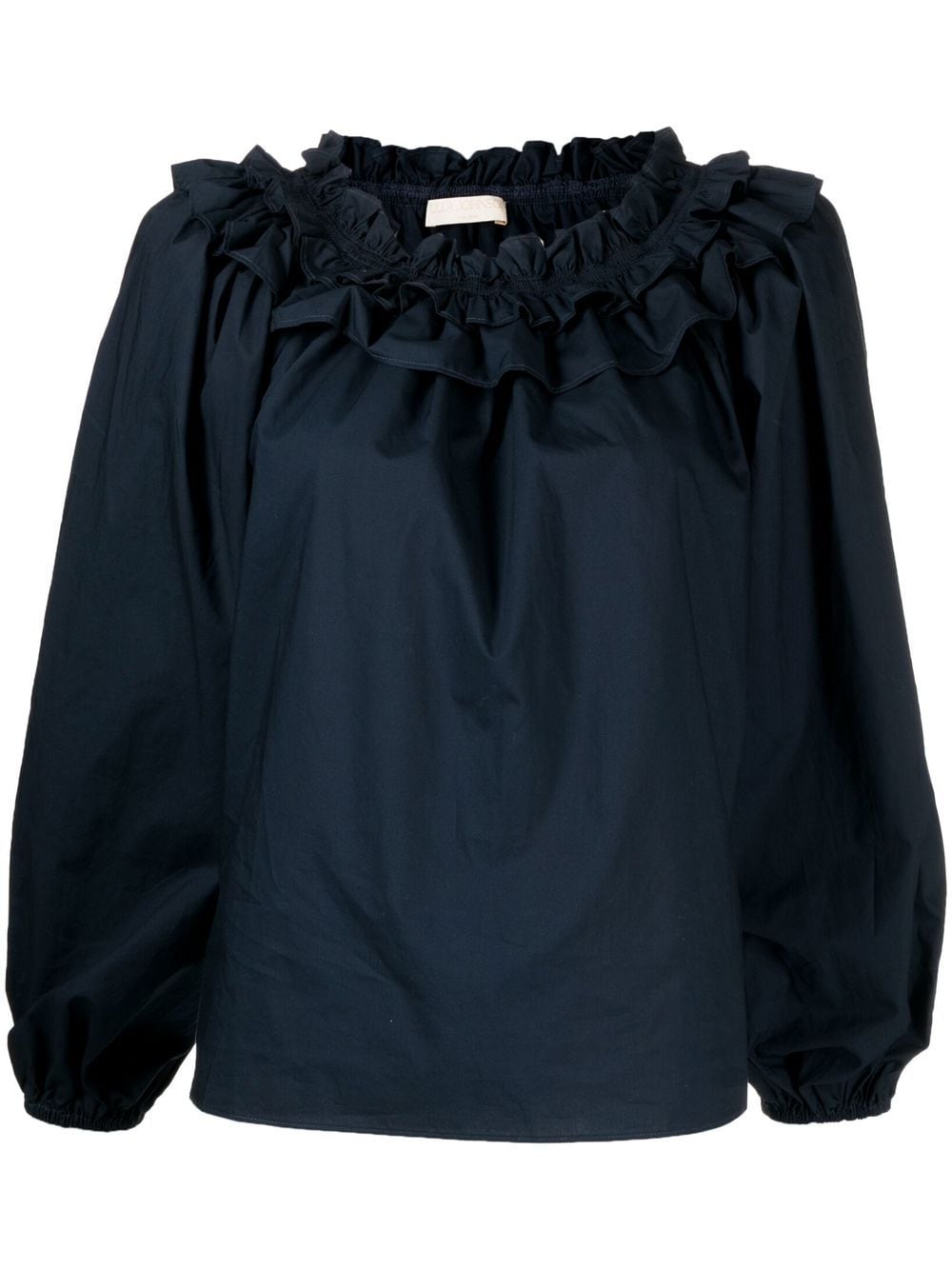 Shop Ulla Johnson Olga Ruffled Cotton Blouse In Blue