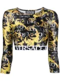 Versace Jeans Couture cropped all-over logo print top - Black