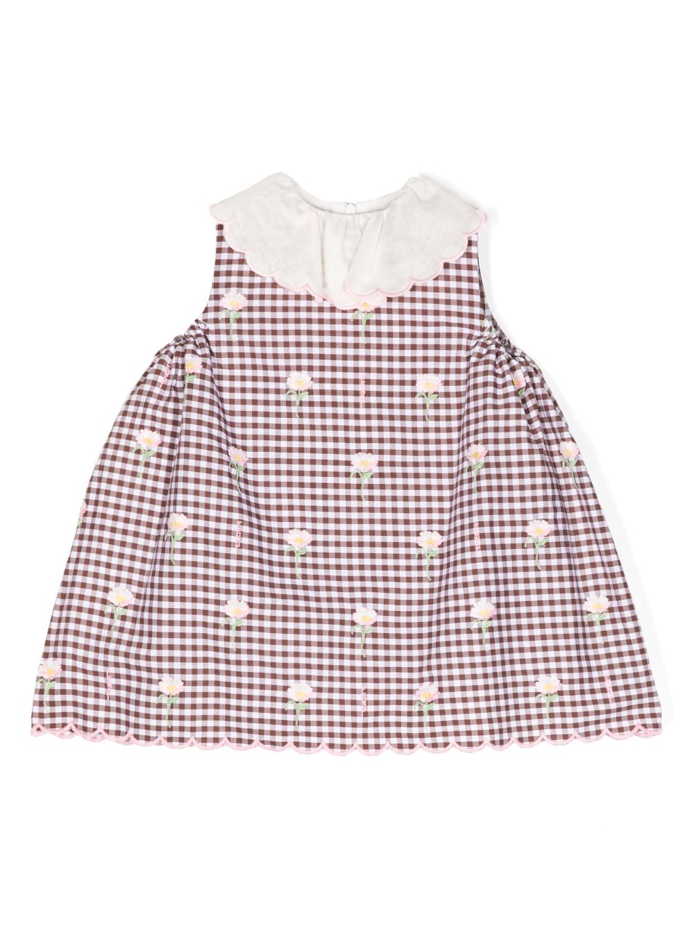 Fendi Babies' Floral-embroidered Sleeveless Dress In Burgundy