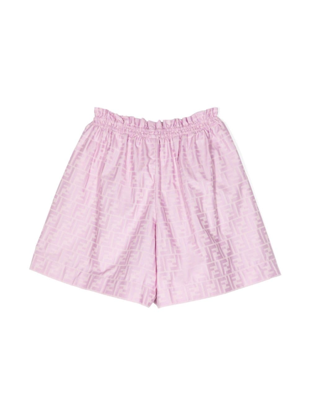 Shop Fendi Ff Logo-pattern Cotton Shorts In Purple